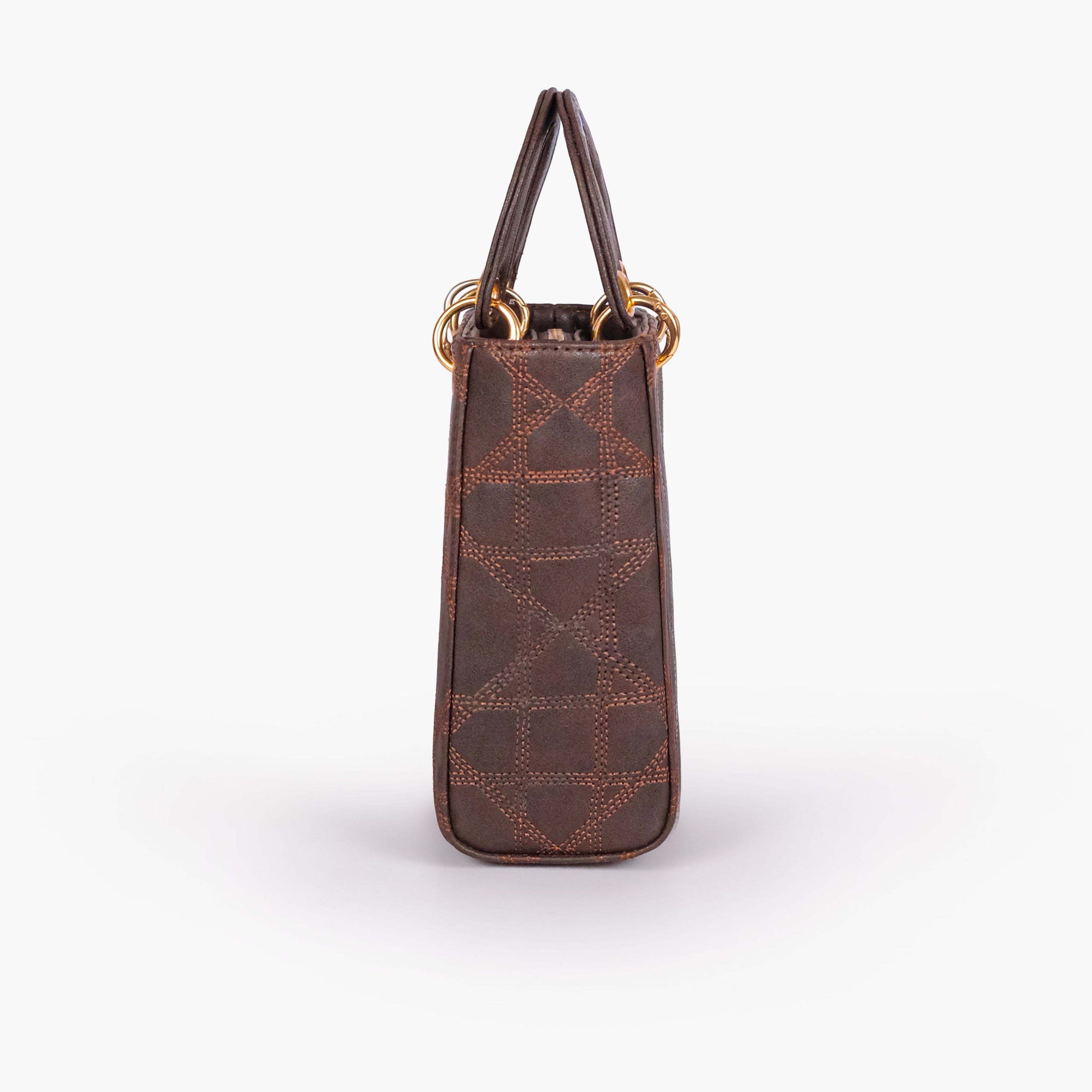 Dark brown quilted mini tote bag