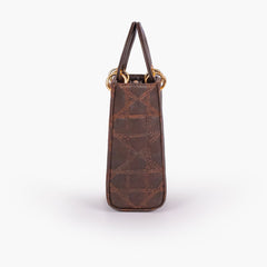 Dark brown quilted mini tote bag