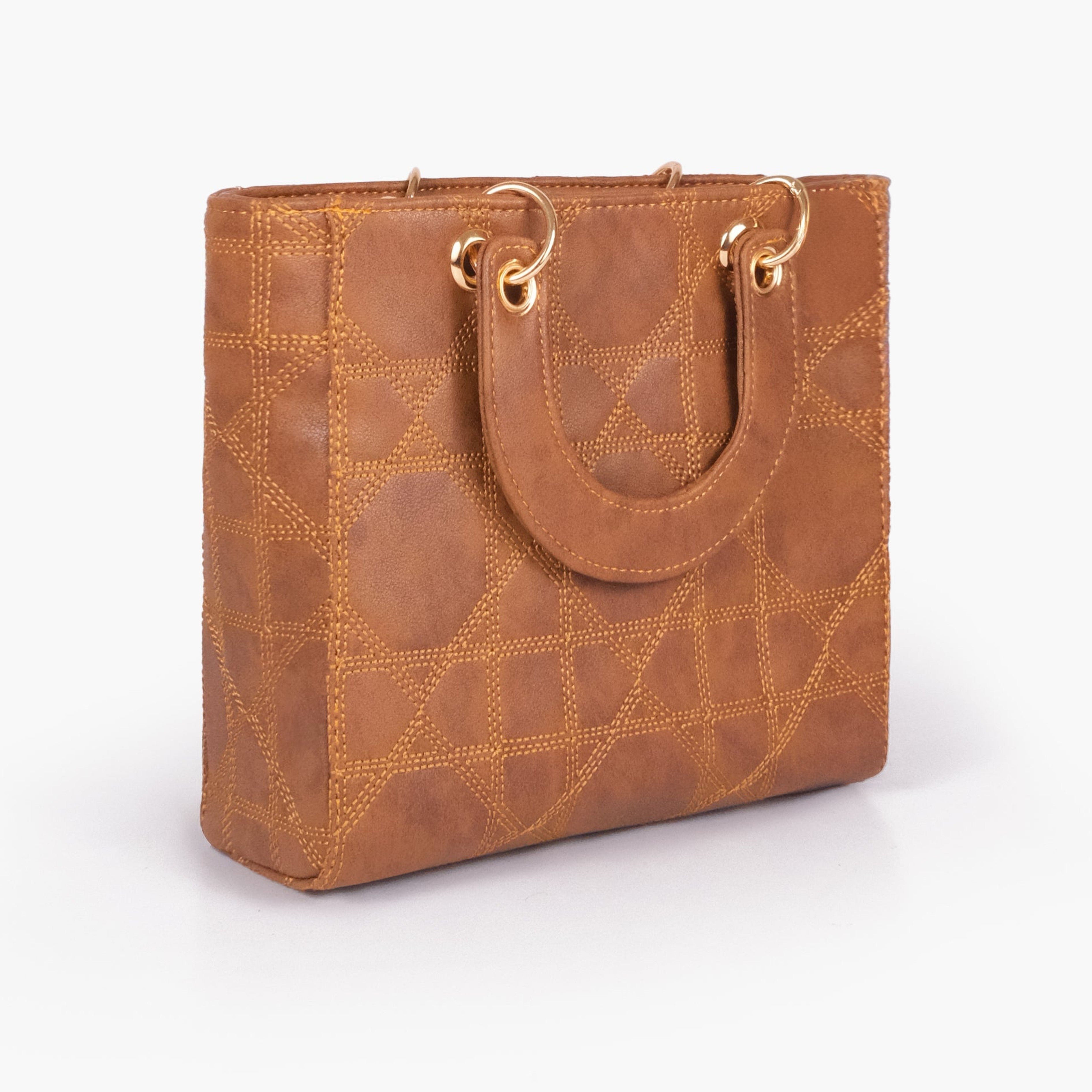 Brown quilted mini tote bag