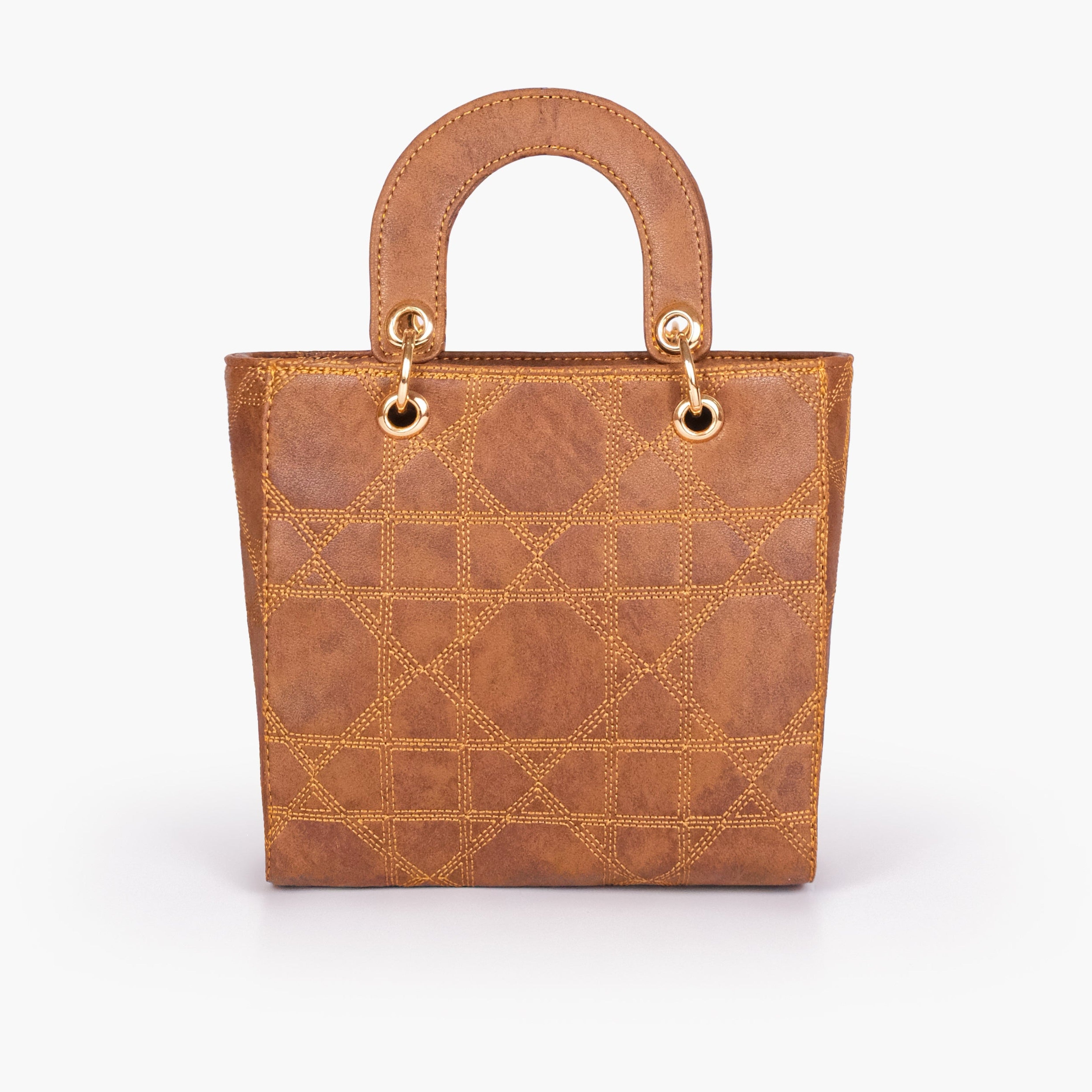 Brown quilted mini tote bag