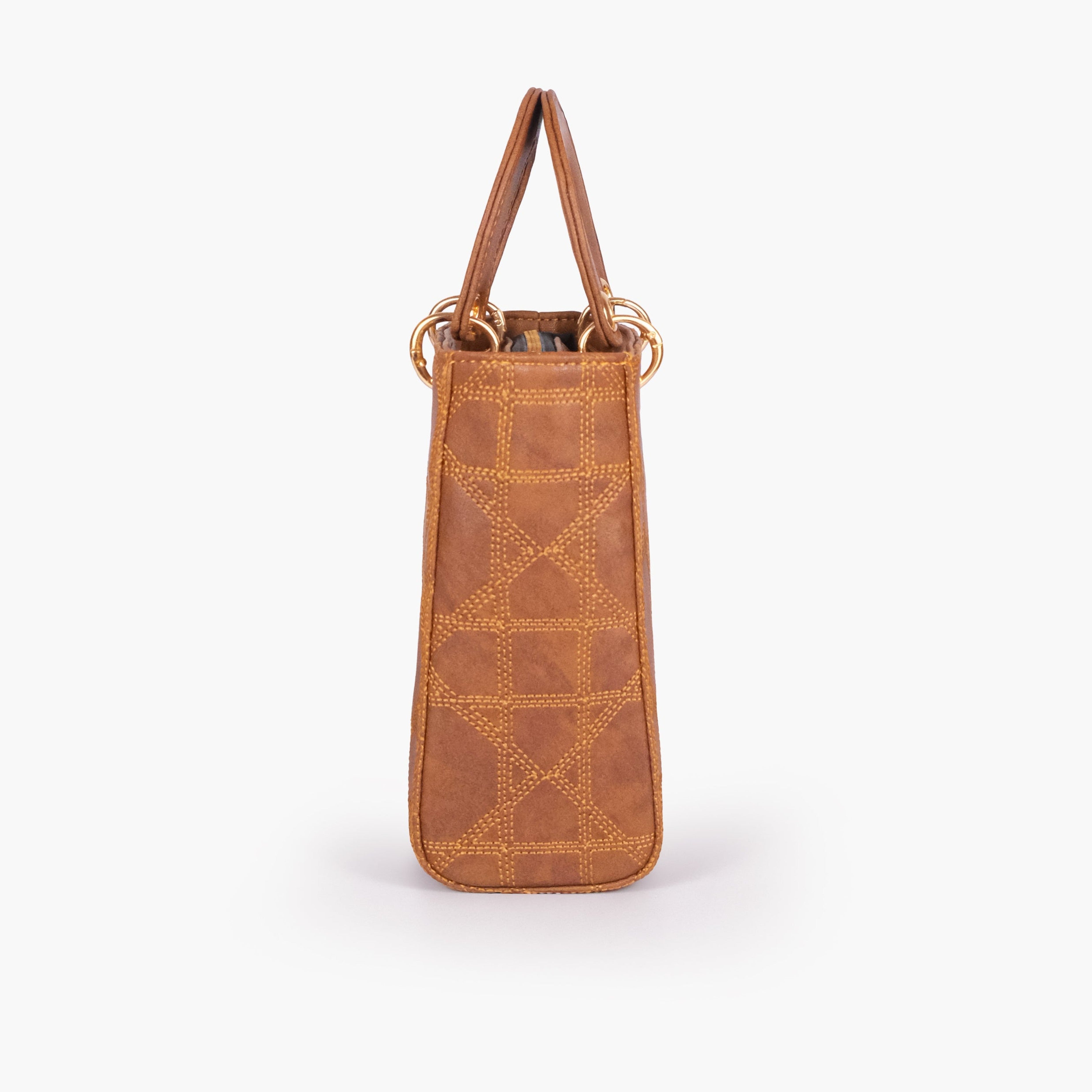 Brown quilted mini tote bag