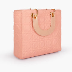 Peach quilted mini tote bag