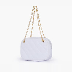White quilted rectangle cross-body bag