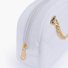 White quilted rectangle cross-body bag