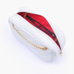 White quilted rectangle cross-body bag
