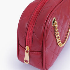 Maroon quilted rectangle cross-body bag