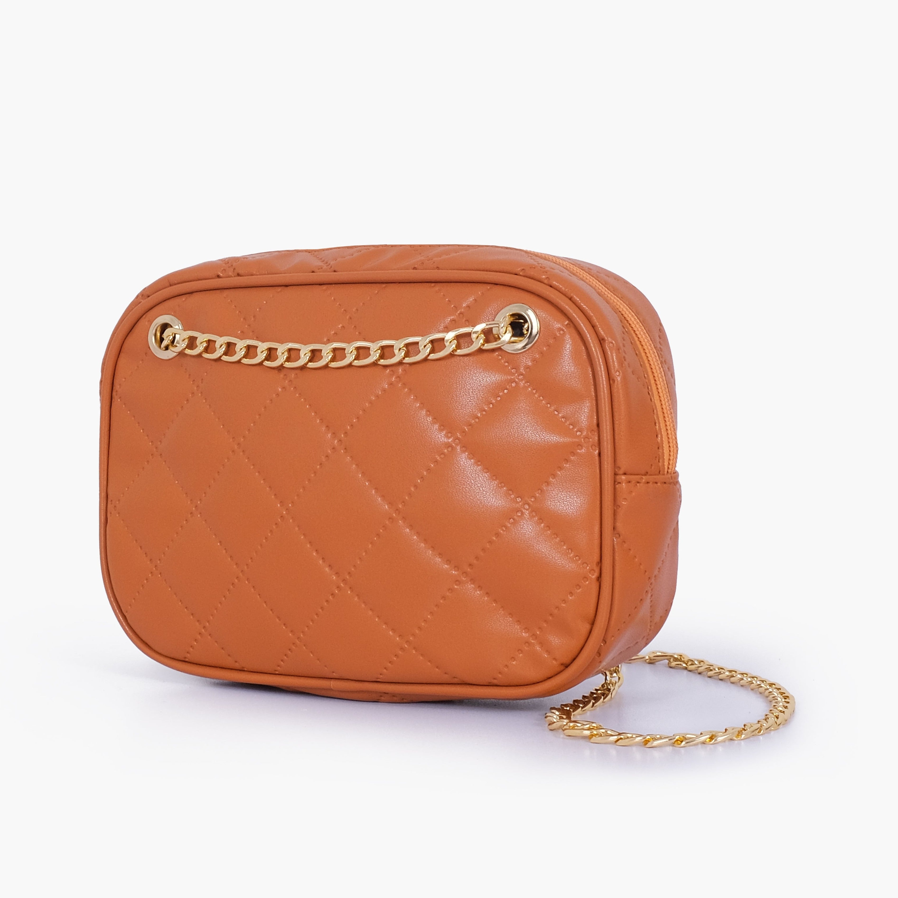 Mustard quilted rectangle cross-body bag