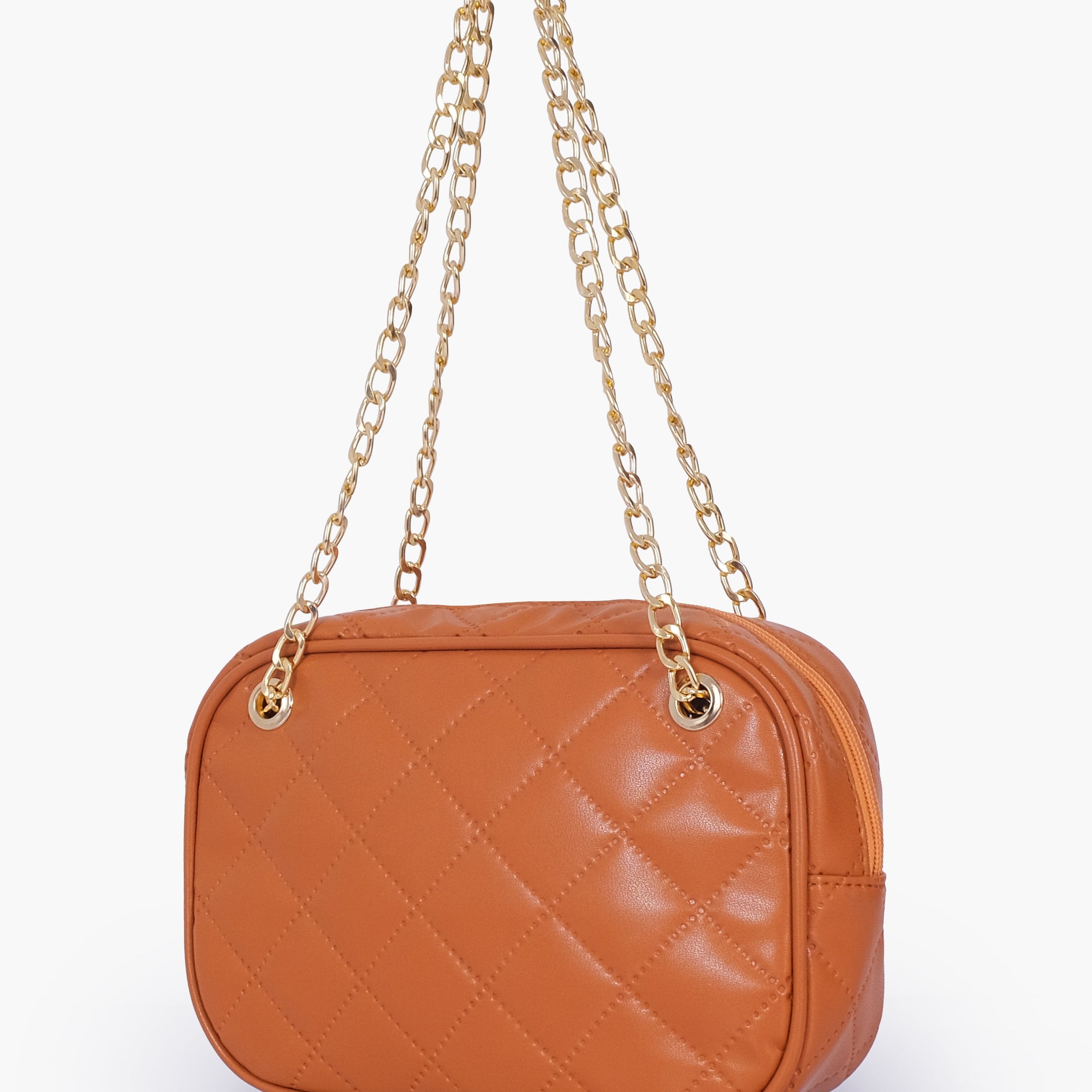 Mustard quilted rectangle cross-body bag