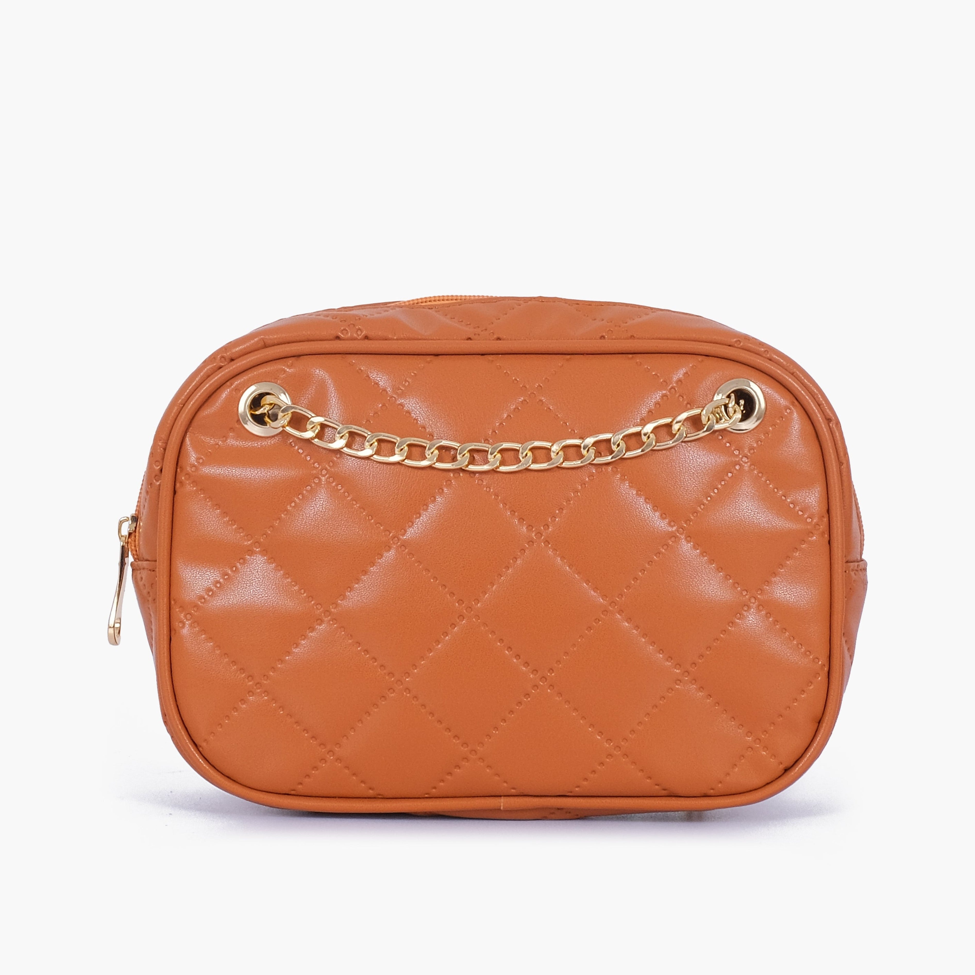 Mustard quilted rectangle cross-body bag