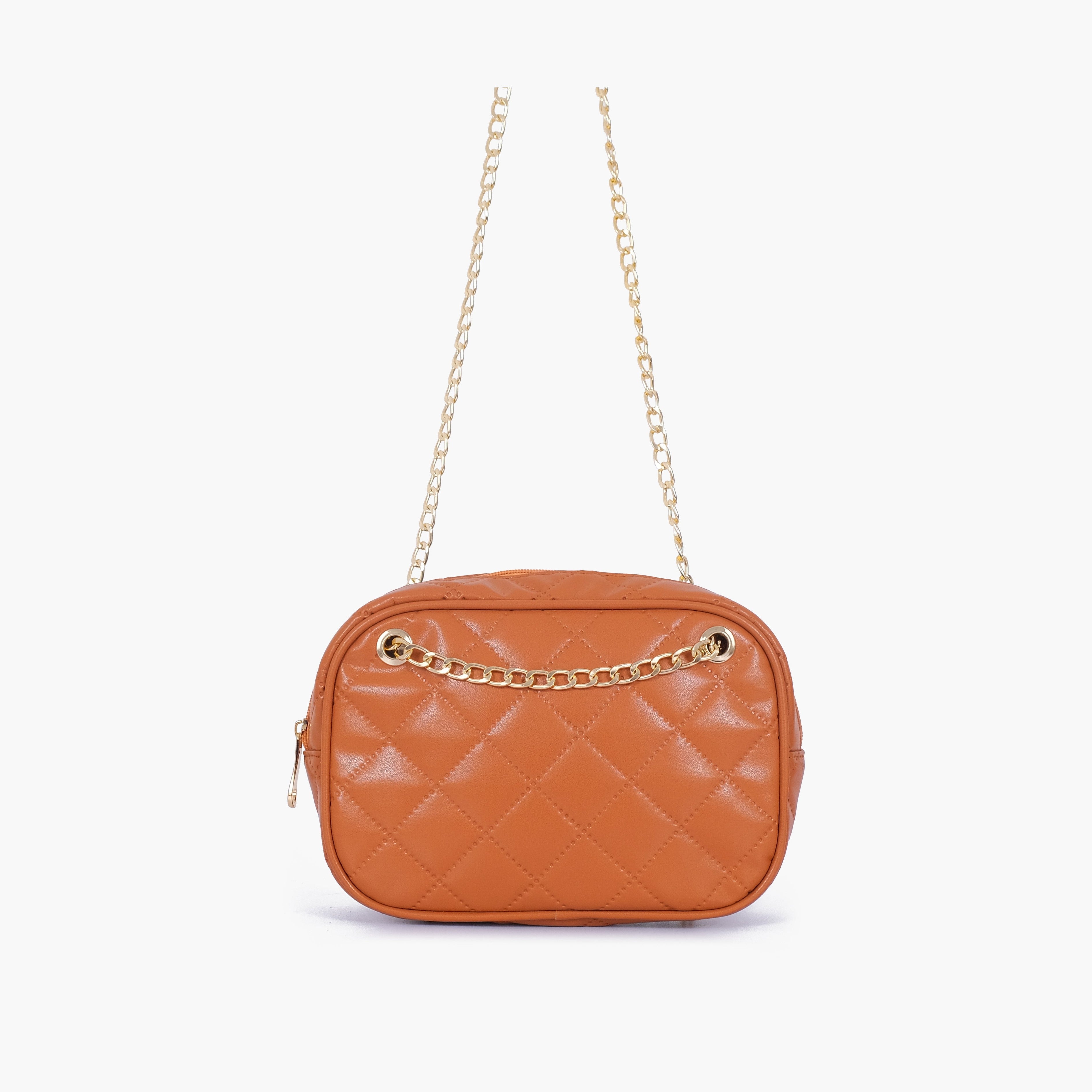 Mustard quilted rectangle cross-body bag