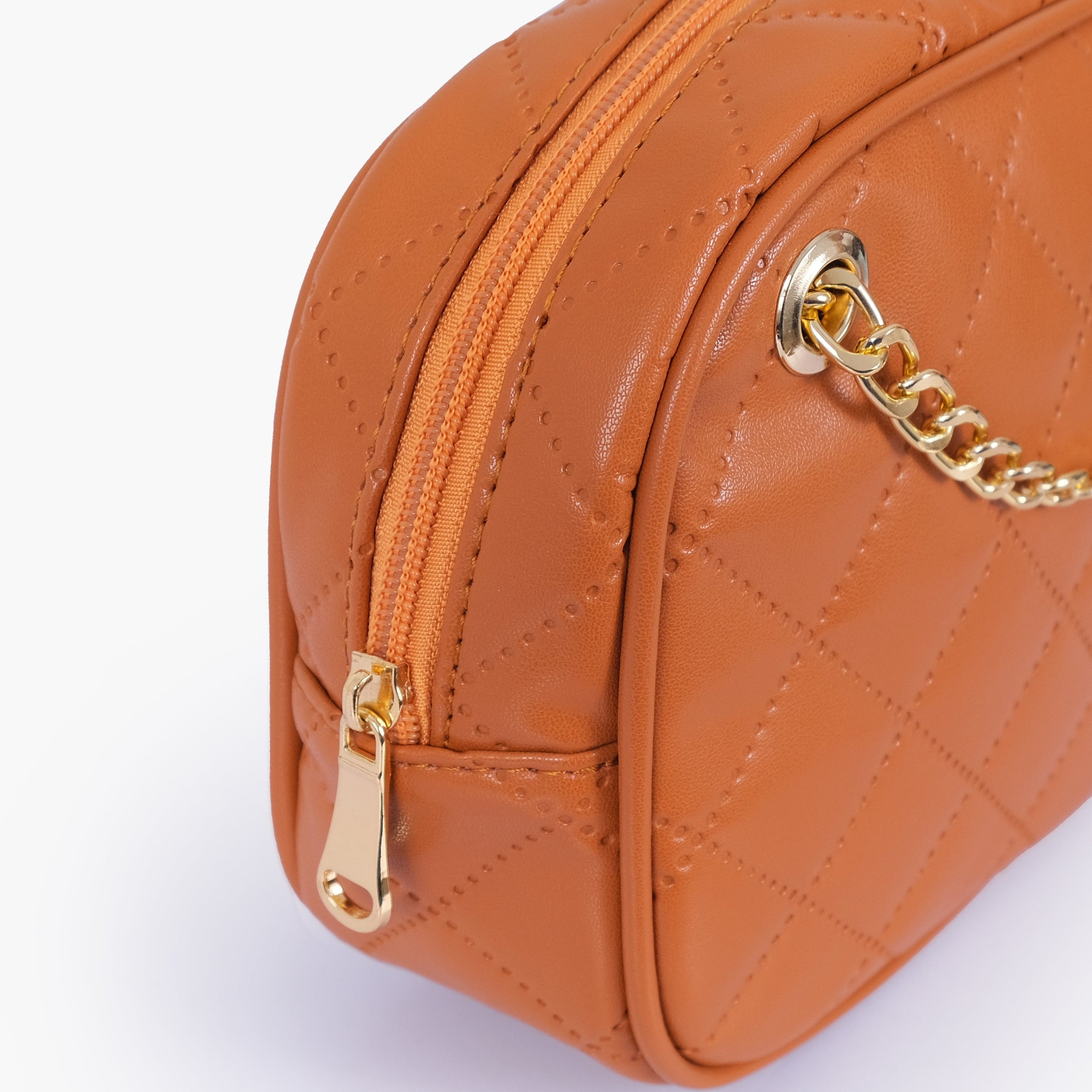 Mustard quilted rectangle cross-body bag