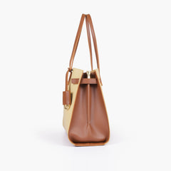 Off-white with brown robinson satchel bag