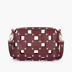 Burgundy rivet cross-body bag
