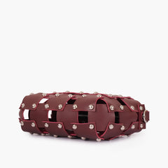 Burgundy rivet cross-body bag