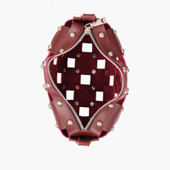 Burgundy rivet cross-body bag