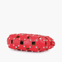 Red rivet cross-body bag