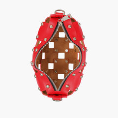Red rivet cross-body bag