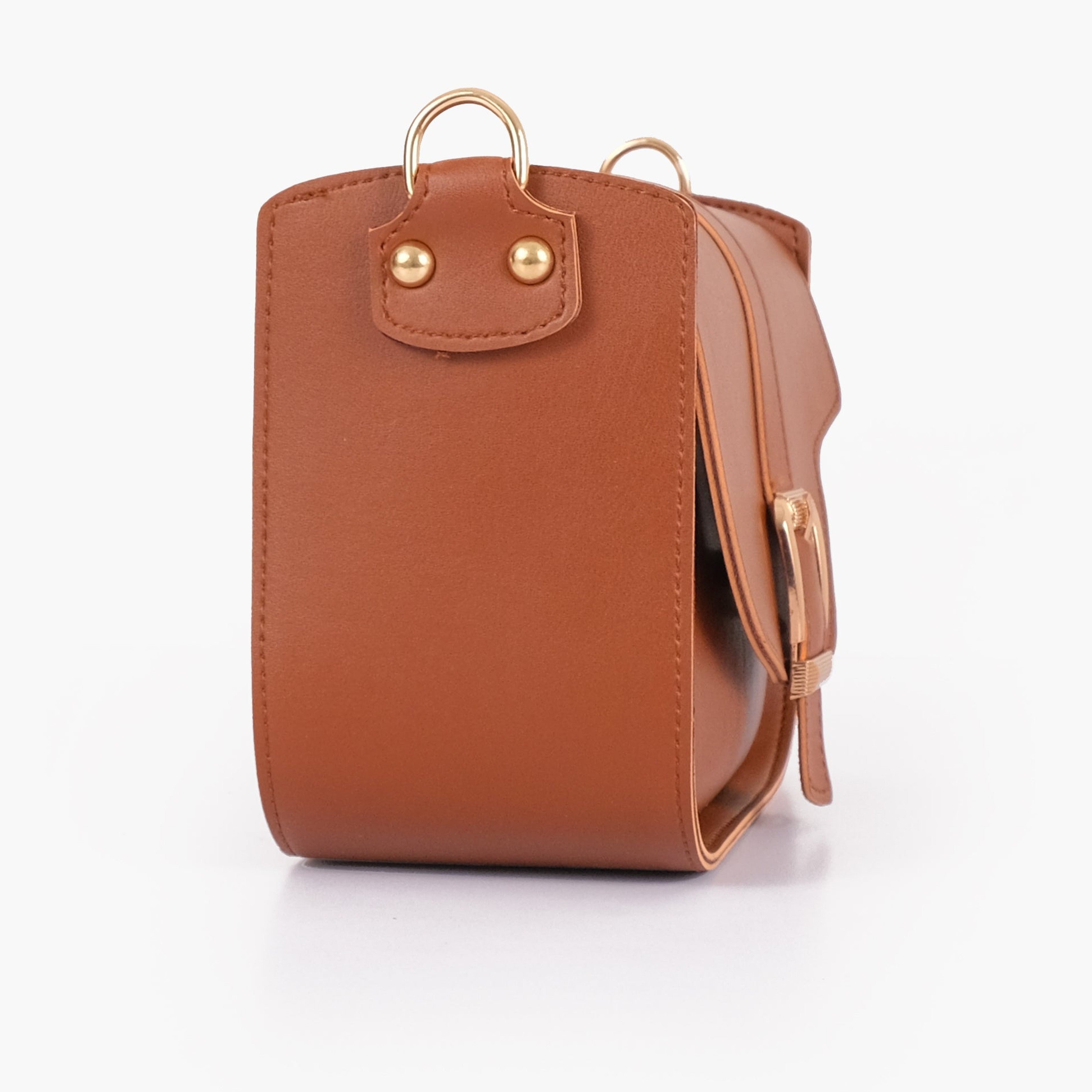 Brown saddle buckle bag
