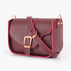 Burgundy saddle buckle bag