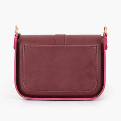 Burgundy saddle buckle bag