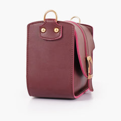 Burgundy saddle buckle bag