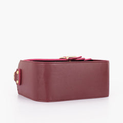 Burgundy saddle buckle bag