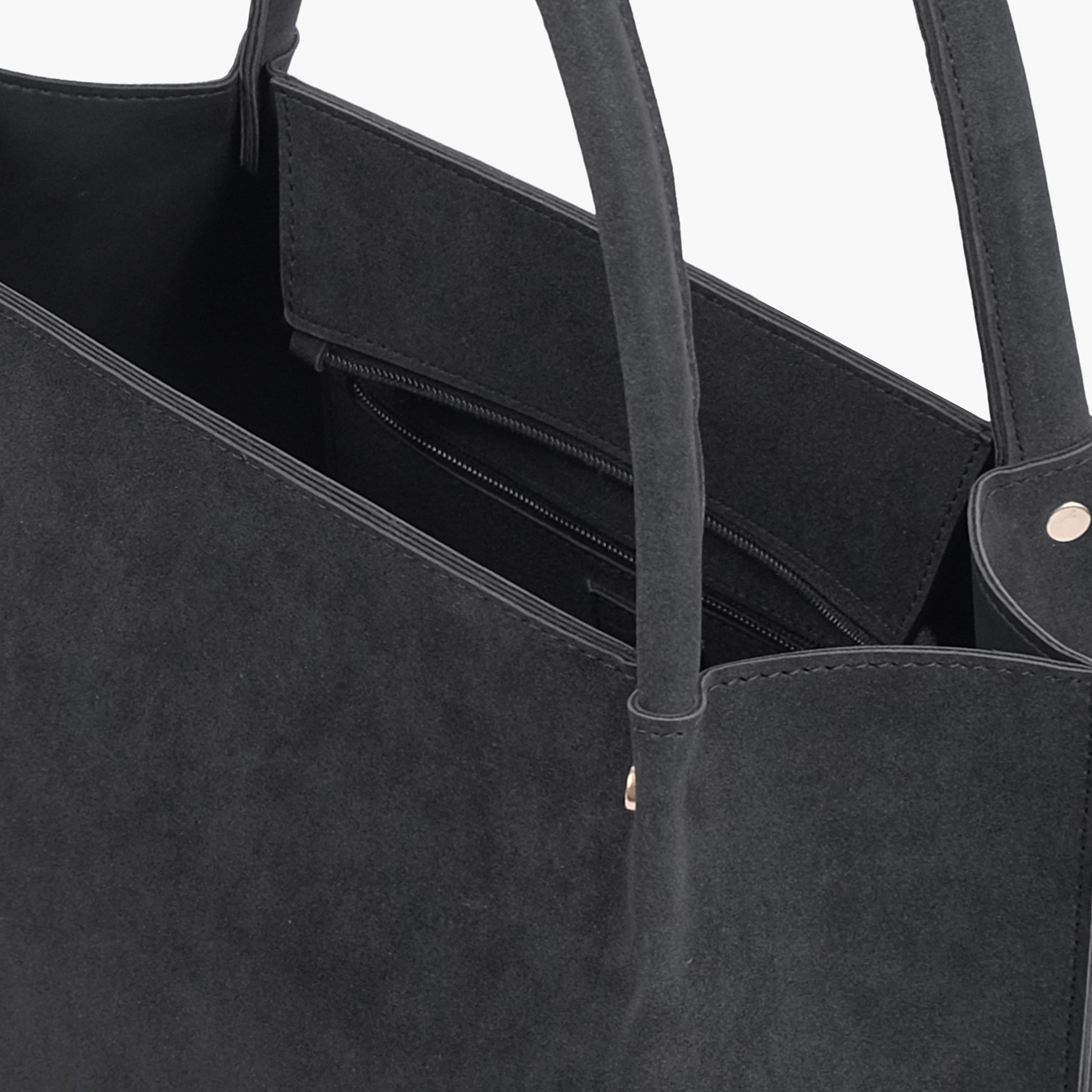 Black mocha suede tote bag