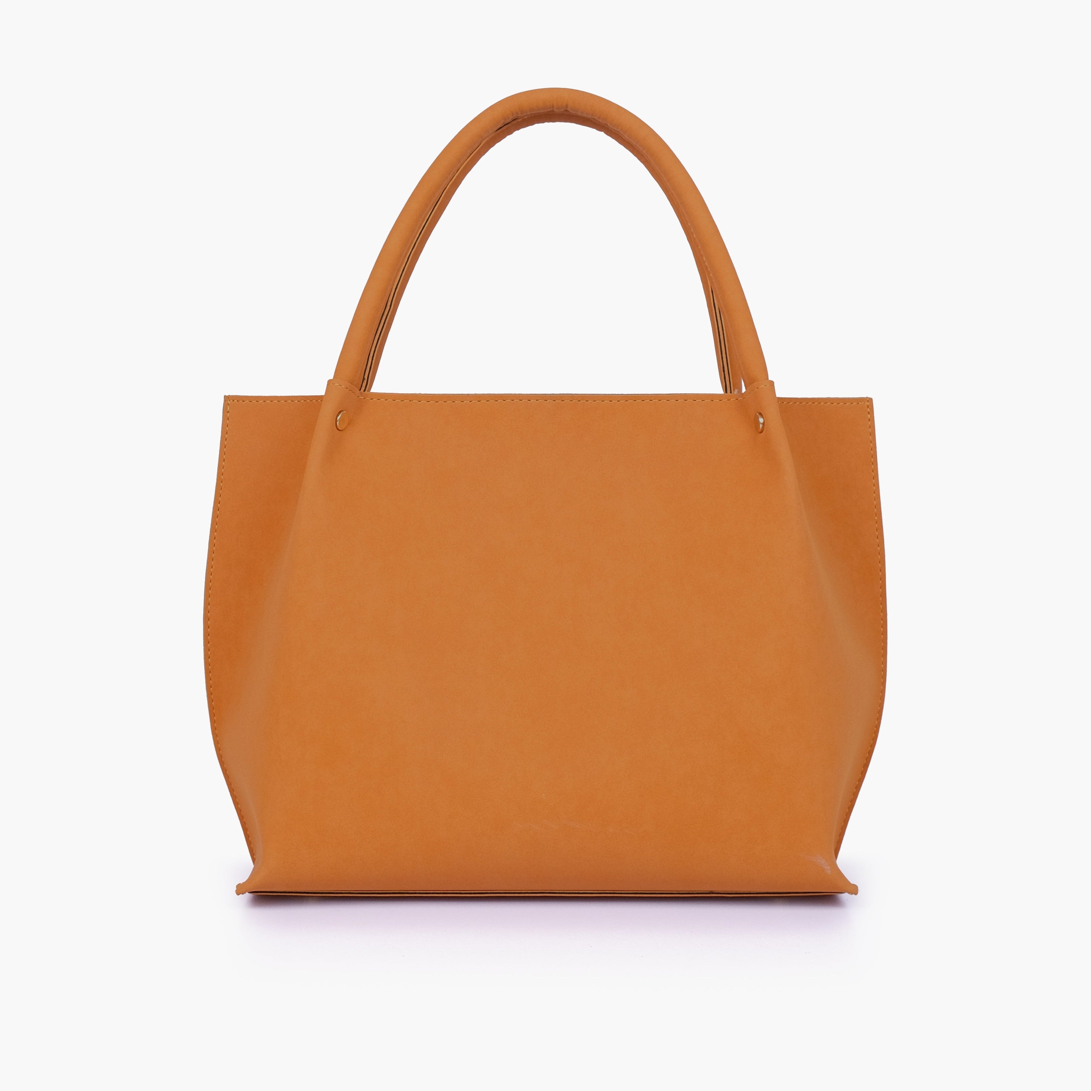 Mustard mocha suede tote bag