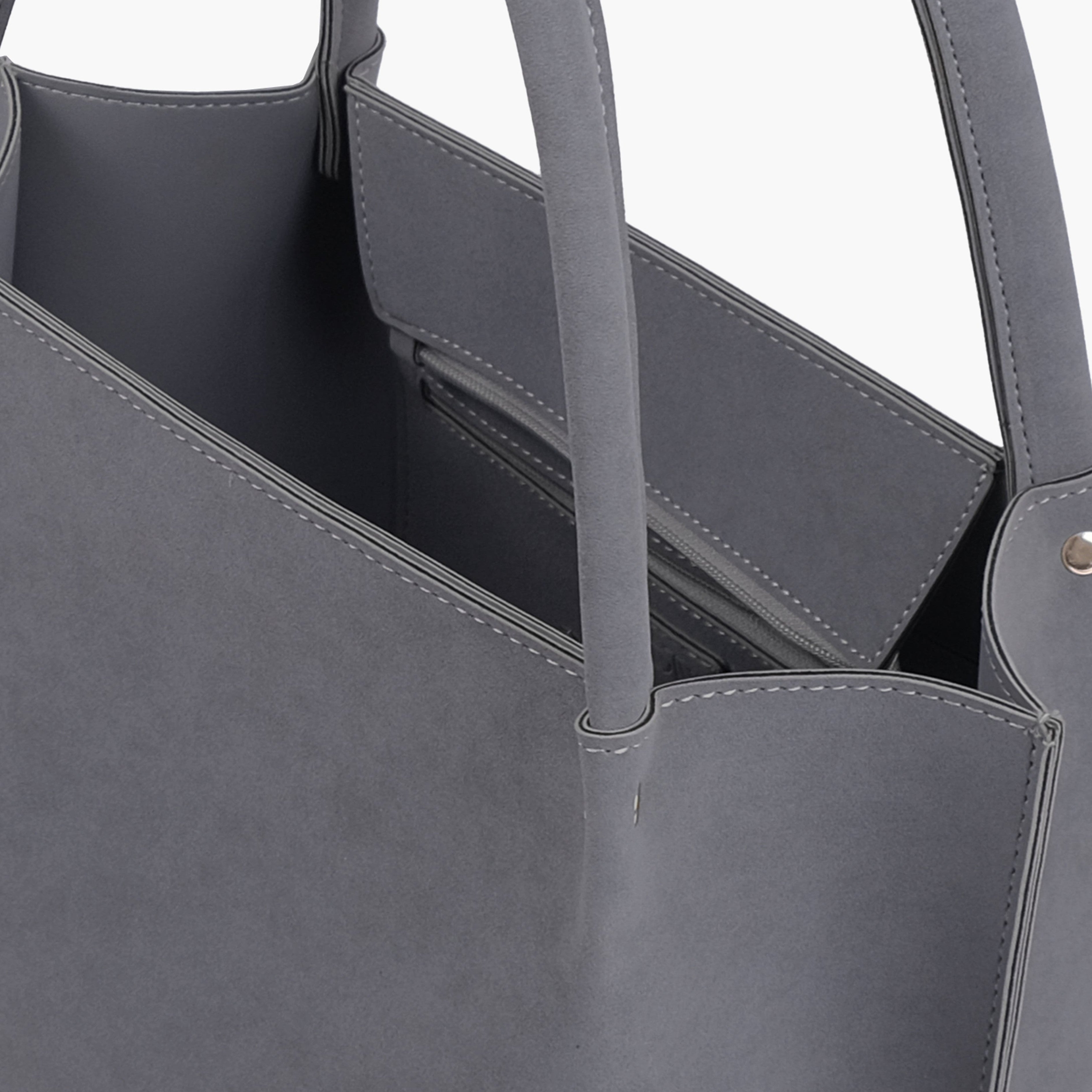 Grey mocha suede tote bag