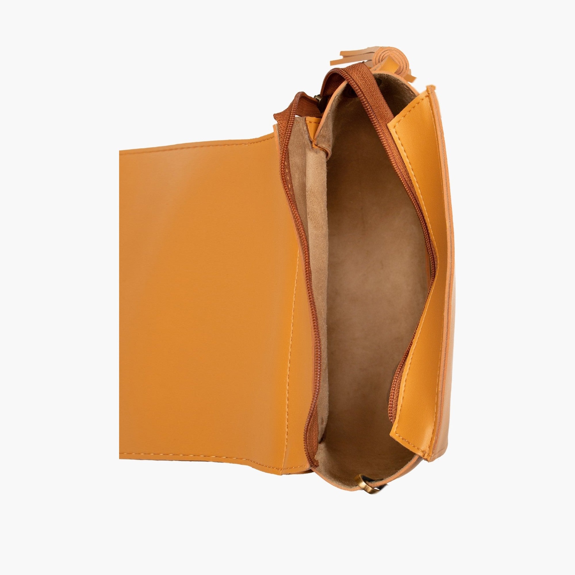 Mustard foldover saddle bag