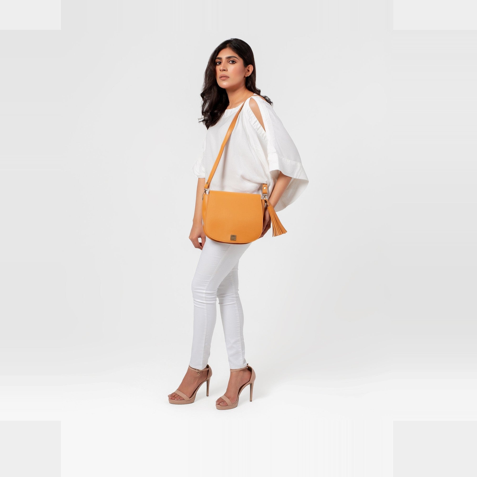 Mustard foldover saddle bag