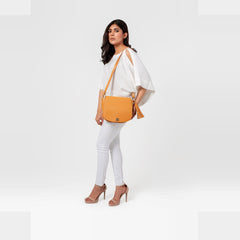 Mustard foldover saddle bag
