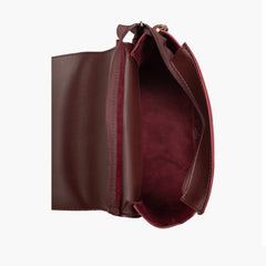 Burgundy suede foldover saddle bag