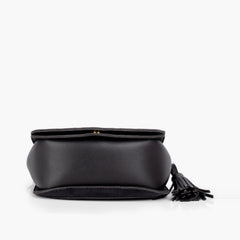Black suede foldover saddle bag