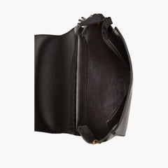 Black suede foldover saddle bag