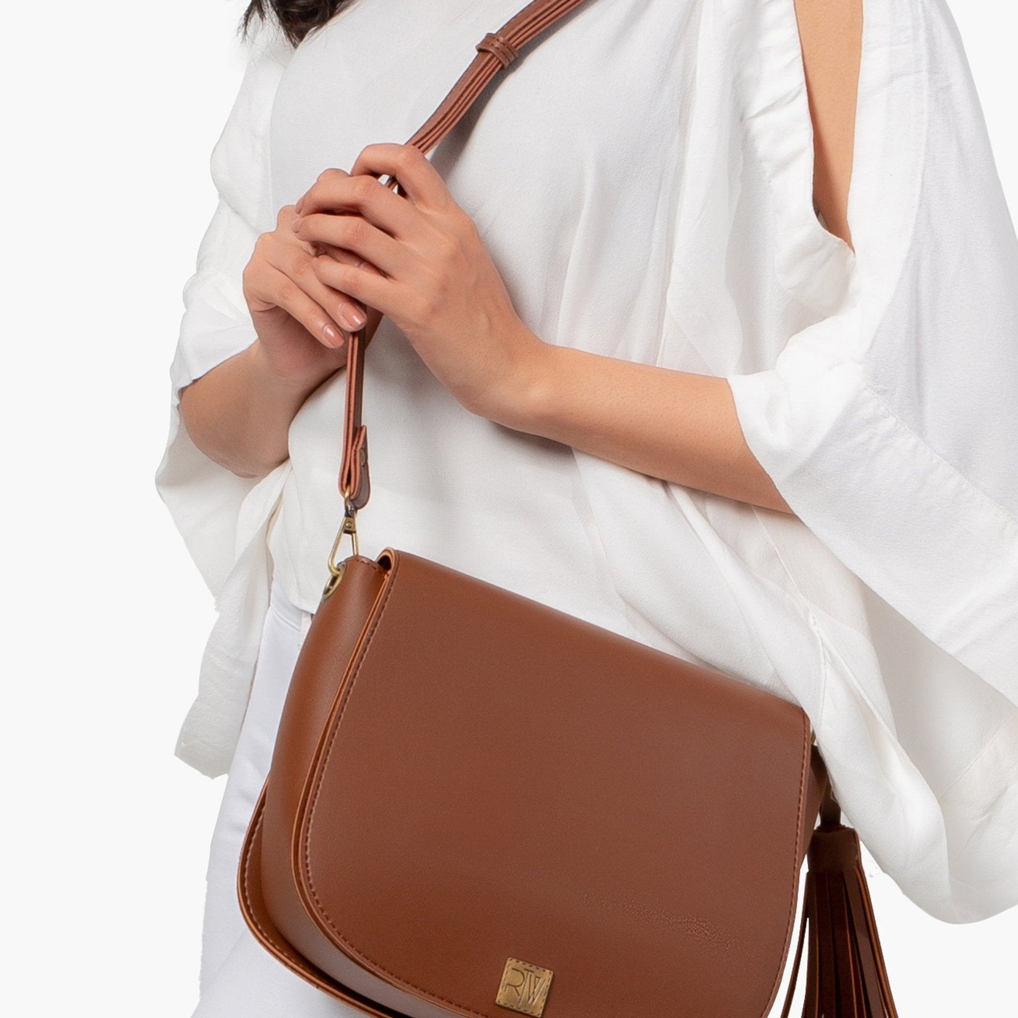 Brown foldover saddle bag