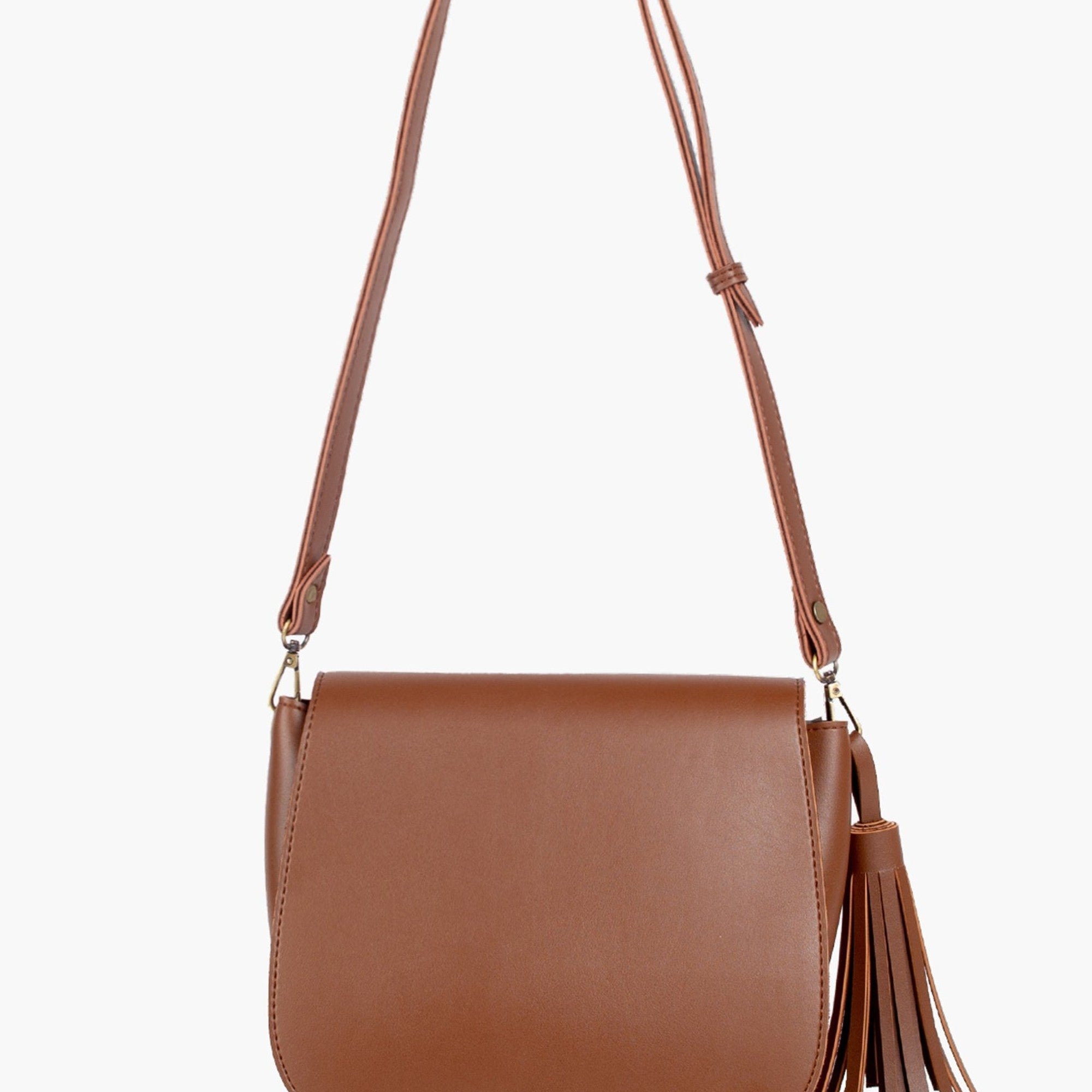 Brown foldover saddle bag