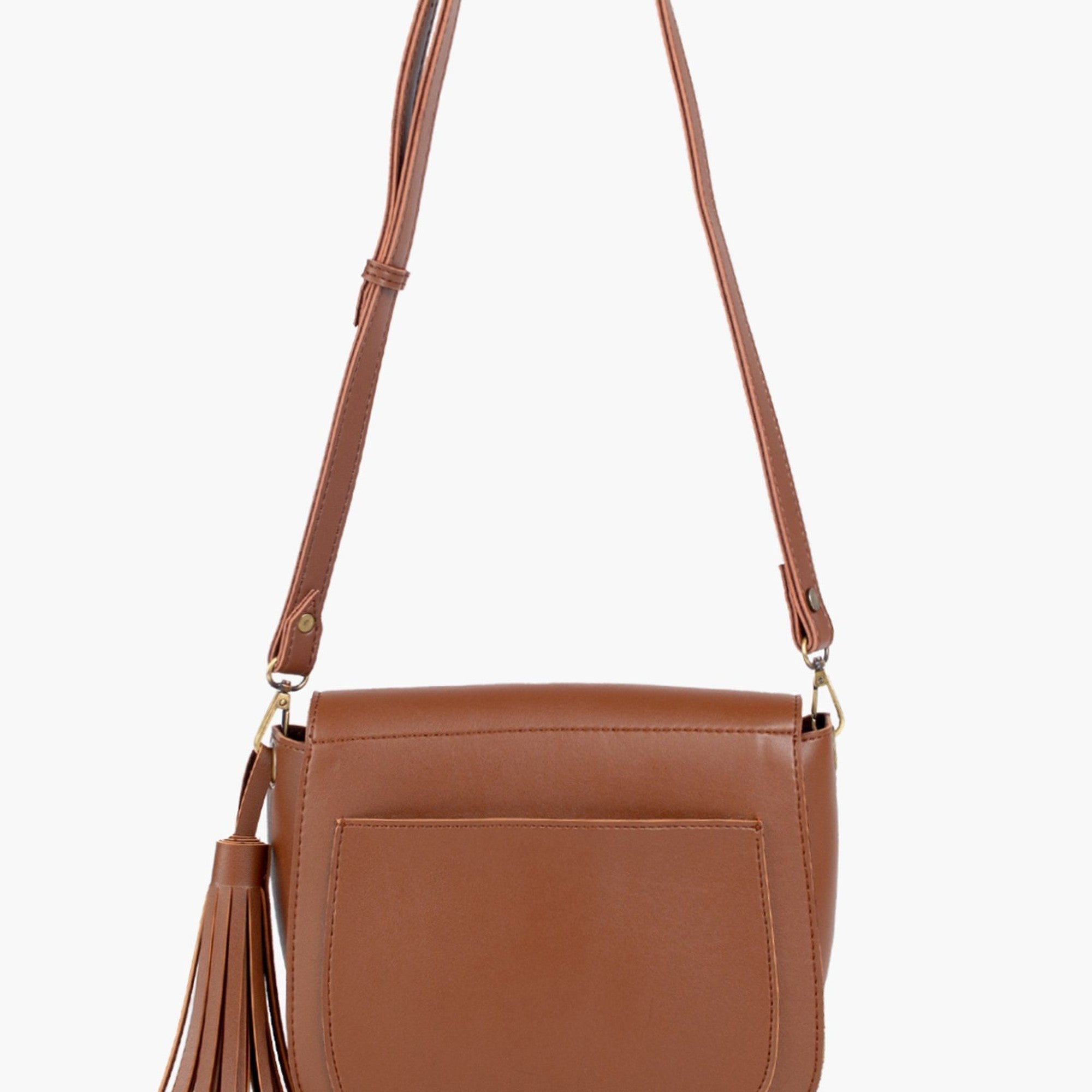 Brown foldover saddle bag