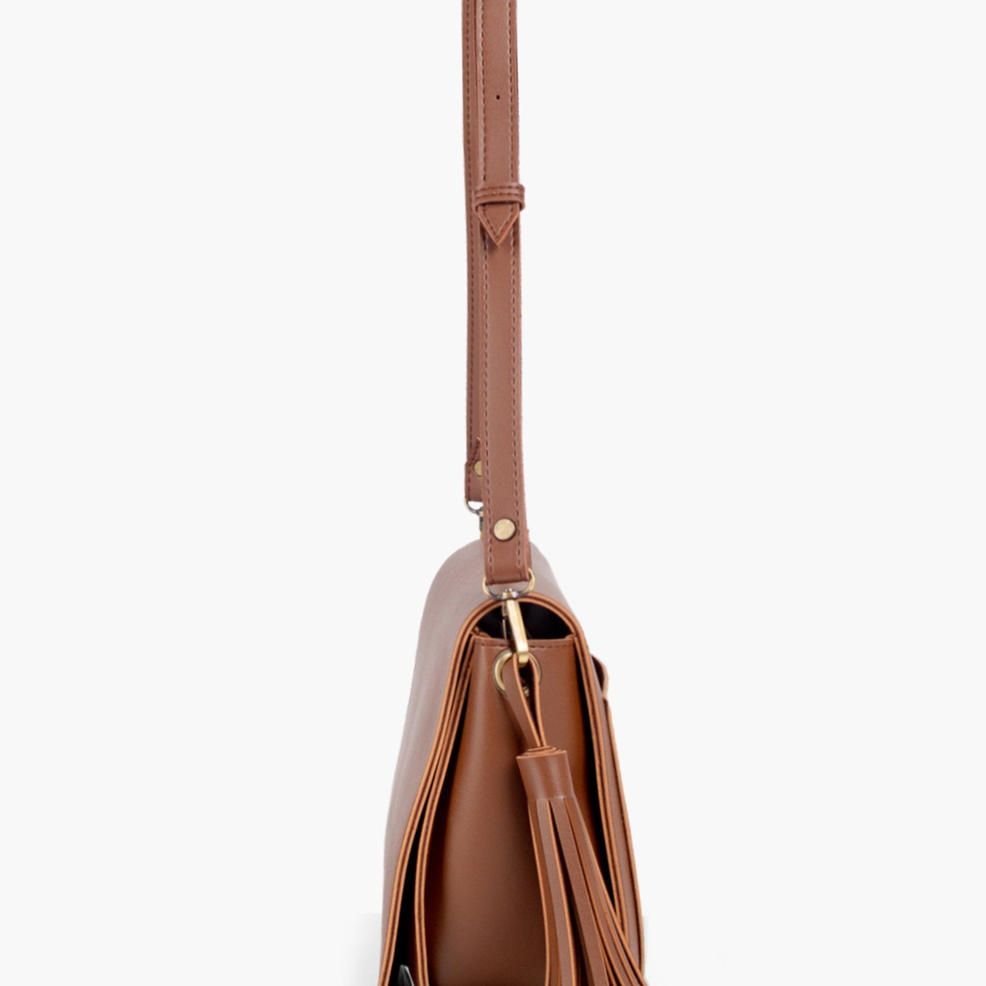 Brown foldover saddle bag
