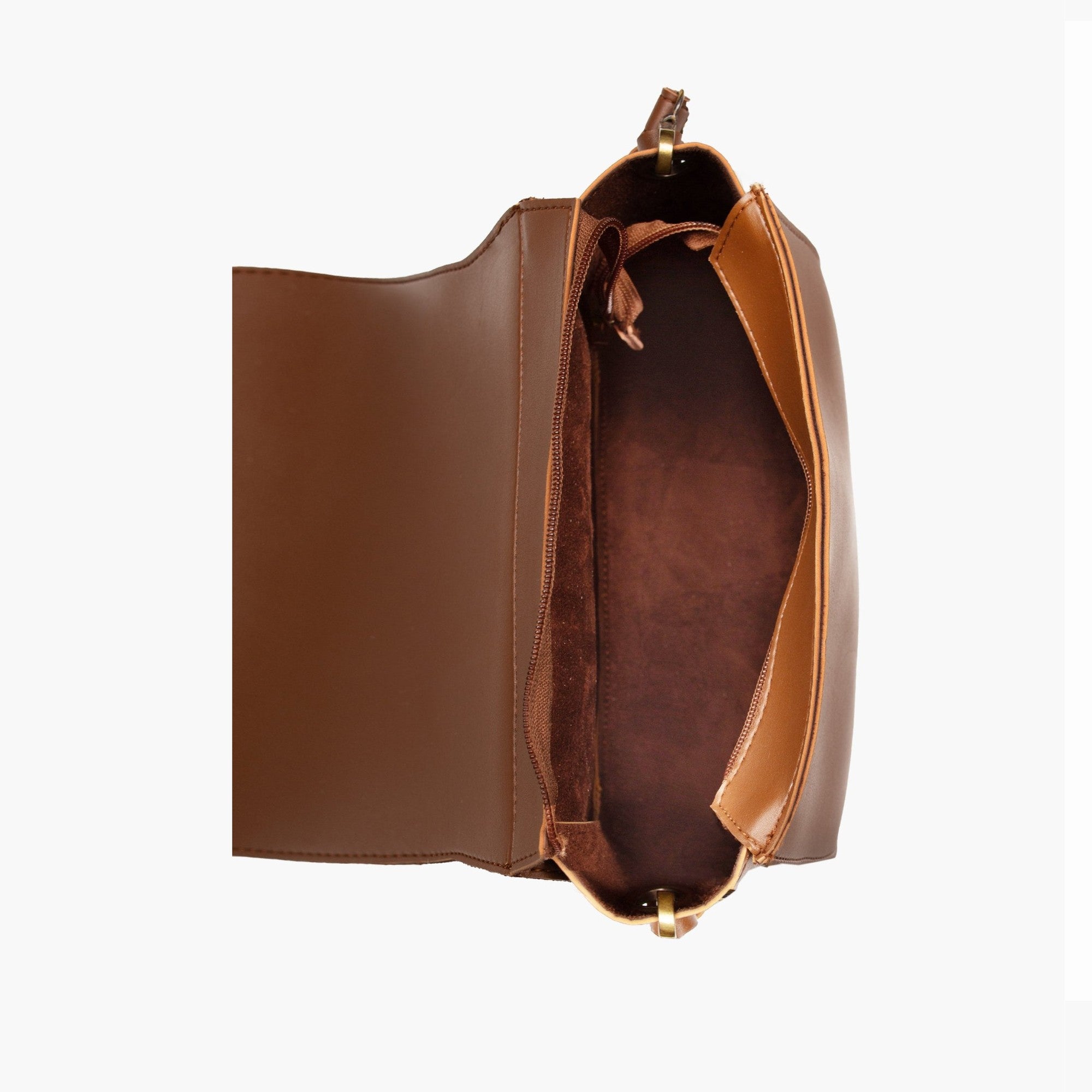 Brown foldover saddle bag