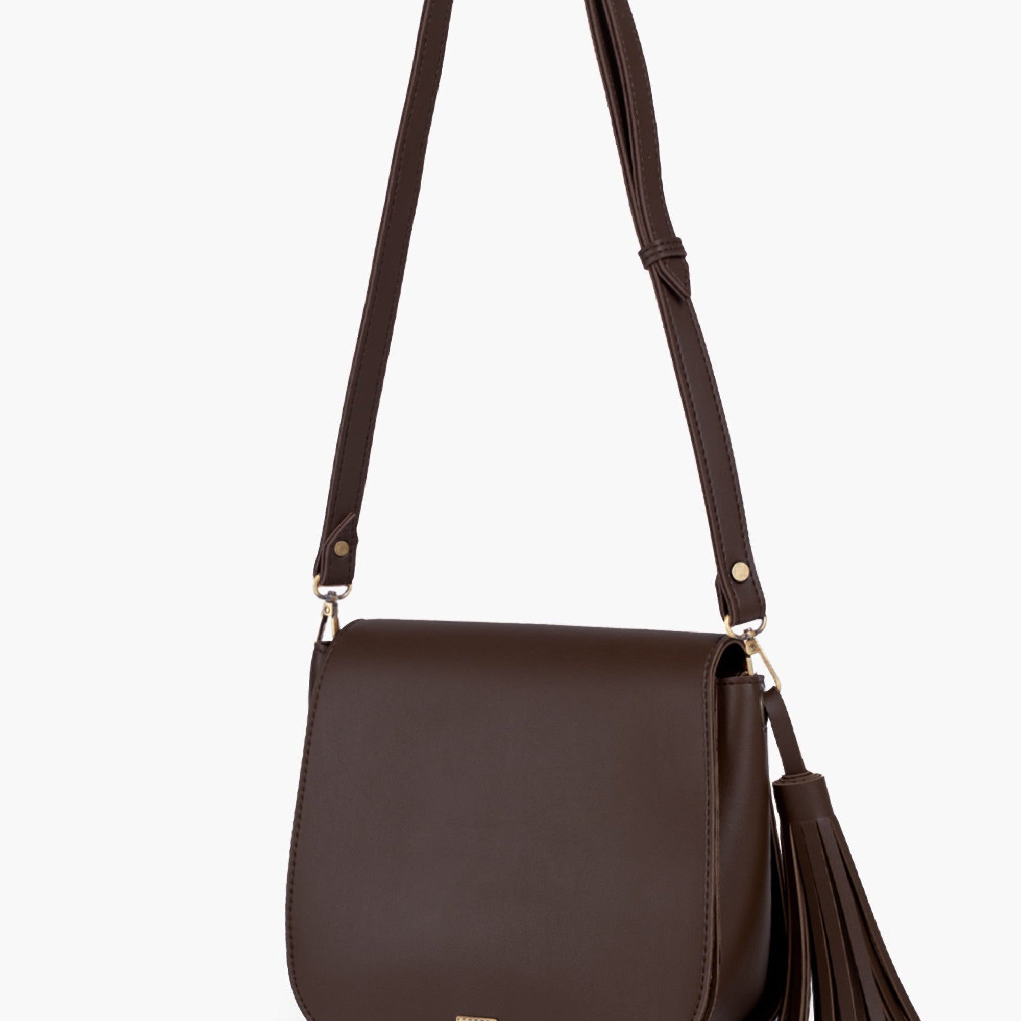 Dark brown foldover saddle bag