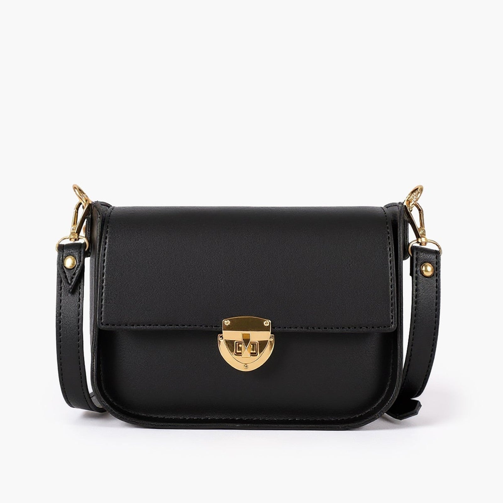 Black saddle bag with twist lock