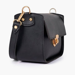 Black saddle bag with twist lock