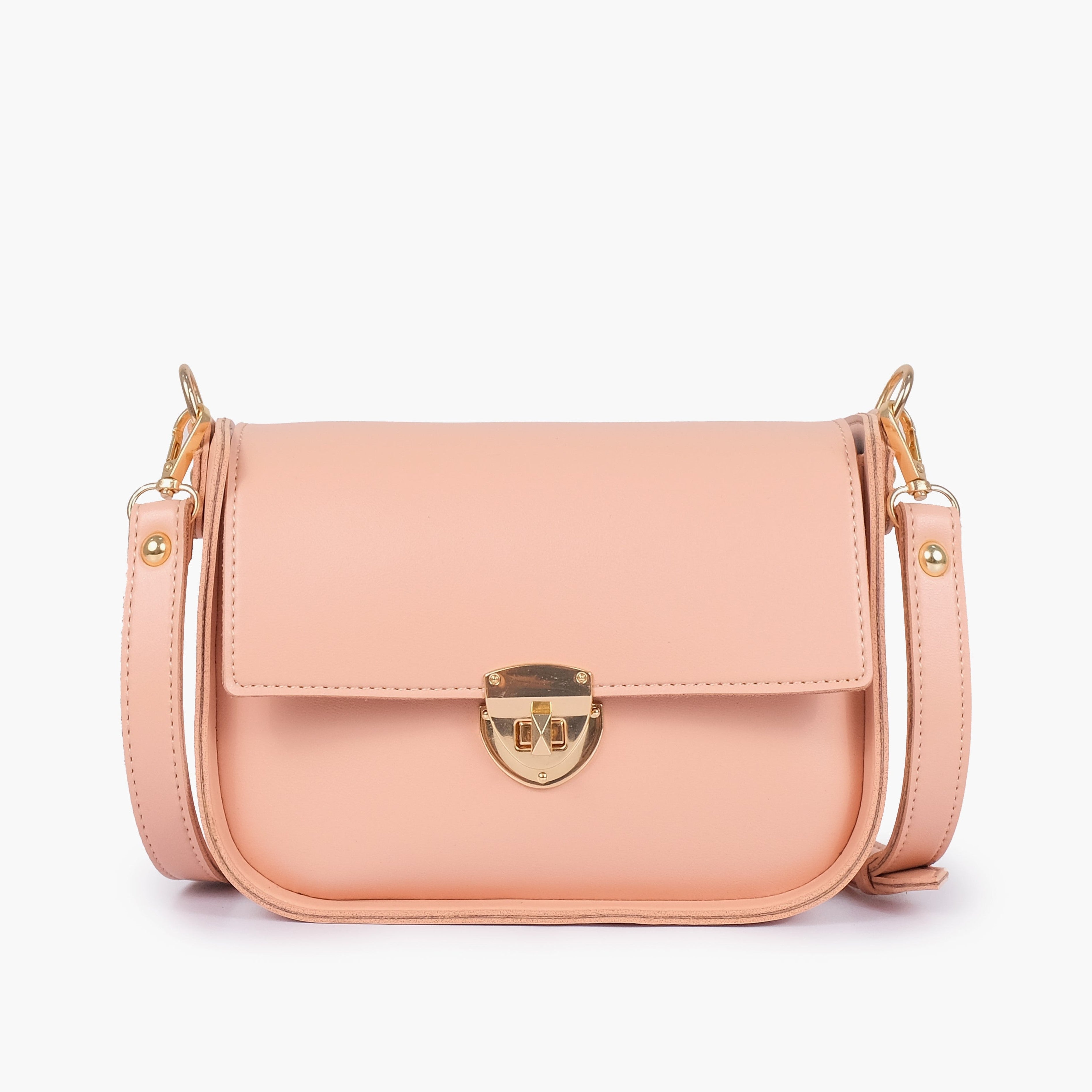 Peach saddle bag with twist lock