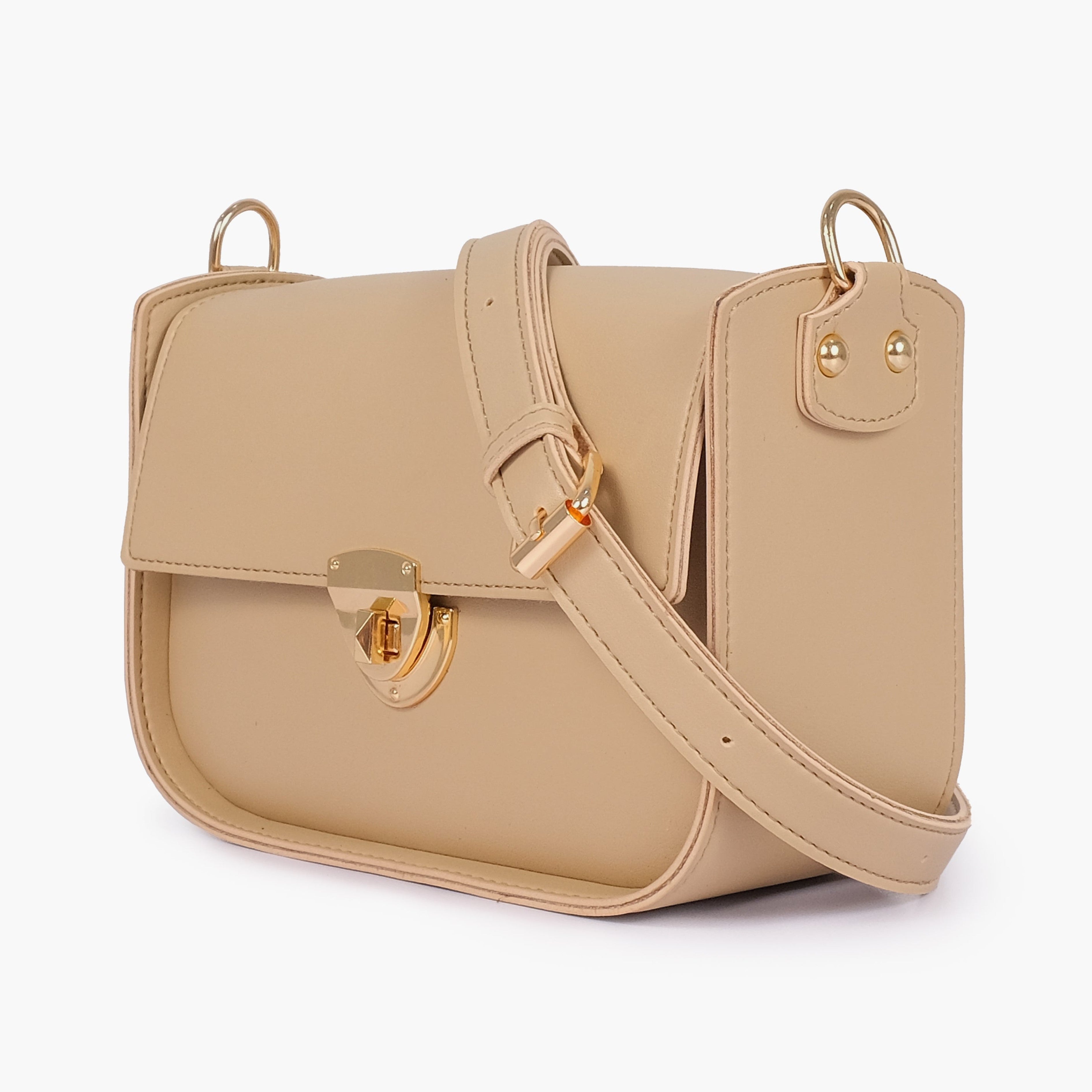 Off-white saddle bag with twist lock