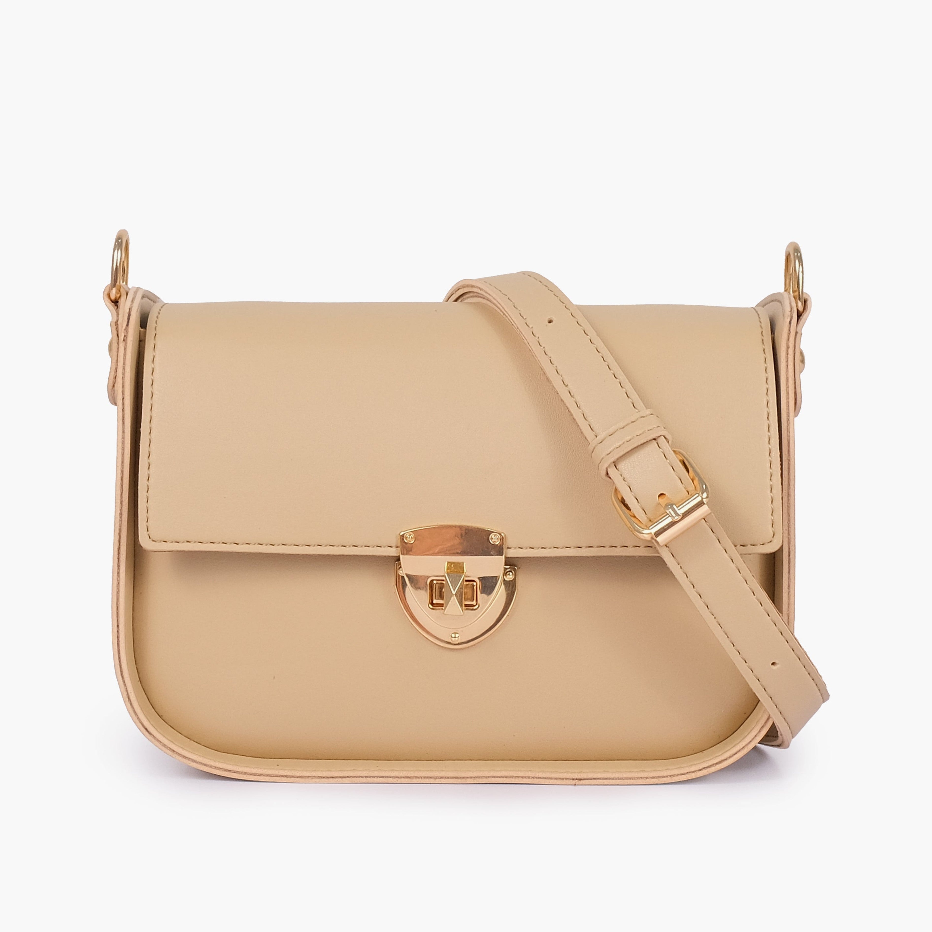 Off-white saddle bag with twist lock