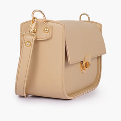 Off-white saddle bag with twist lock