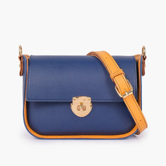 Blue saddle bag with twist lock