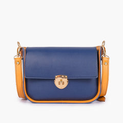 Blue saddle bag with twist lock