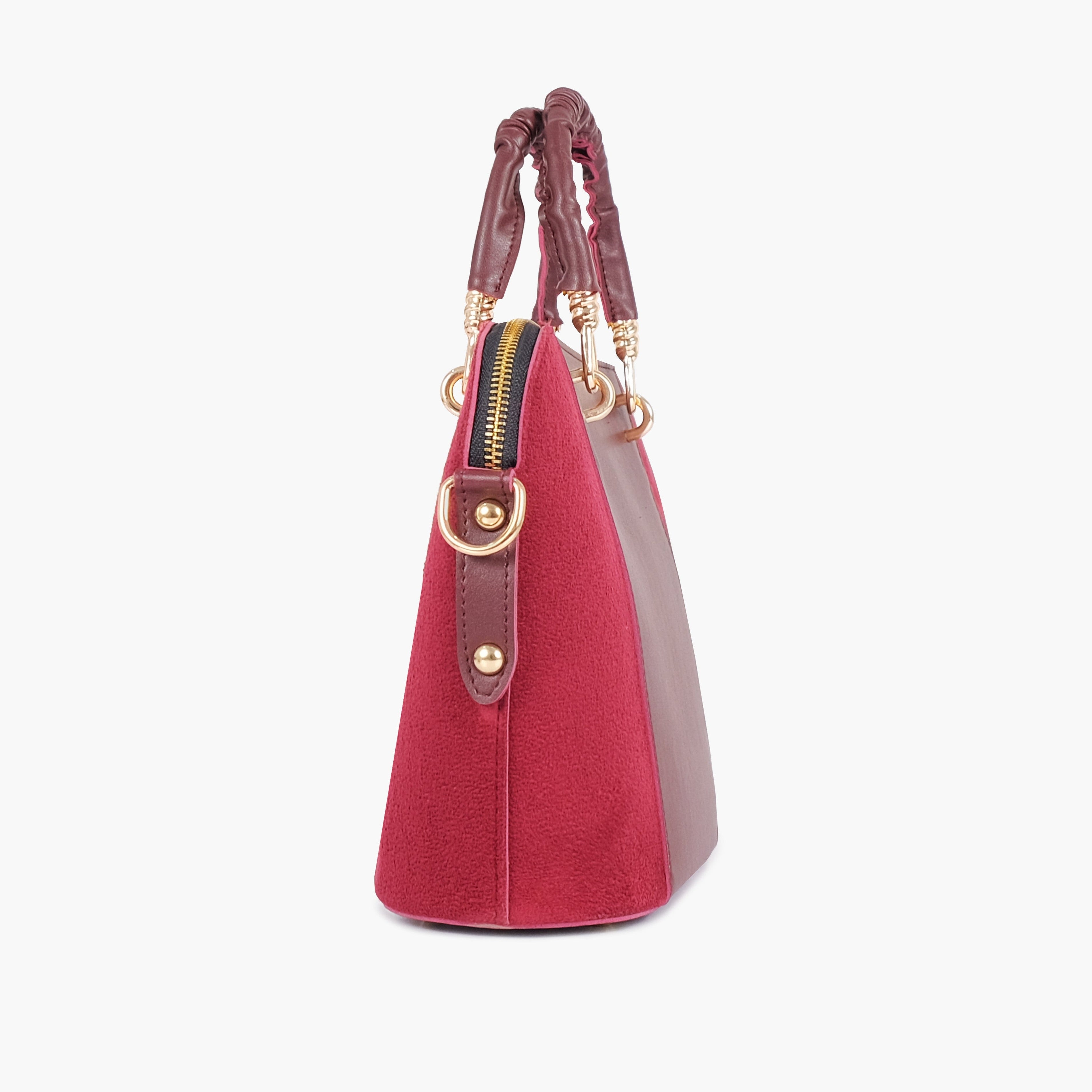 Burgundy suede small evening bag